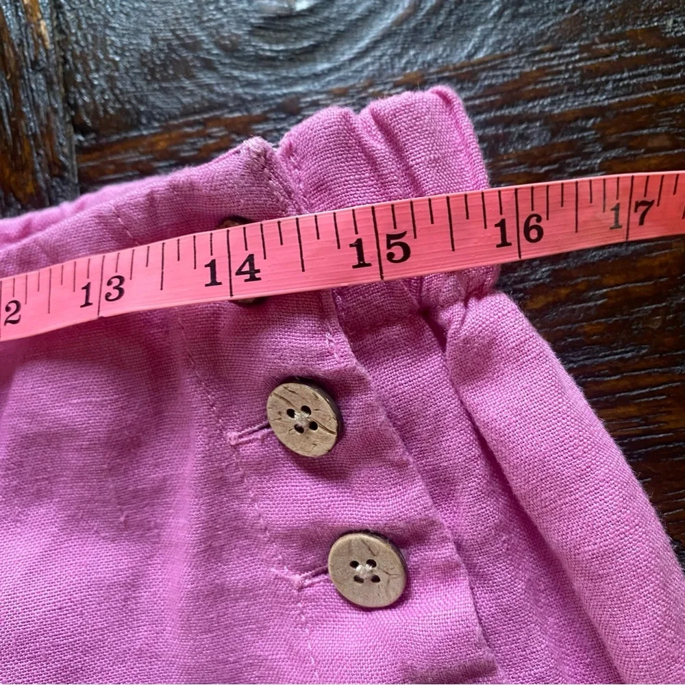 J Jill Two Piece Set Pink Plaid Button Up Top Linen Pull On Wide Leg Pants S